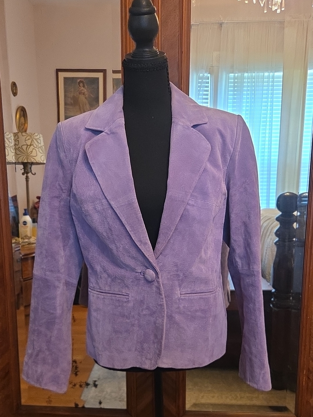 Bernardo Lavender Suede Single-Button Blazer